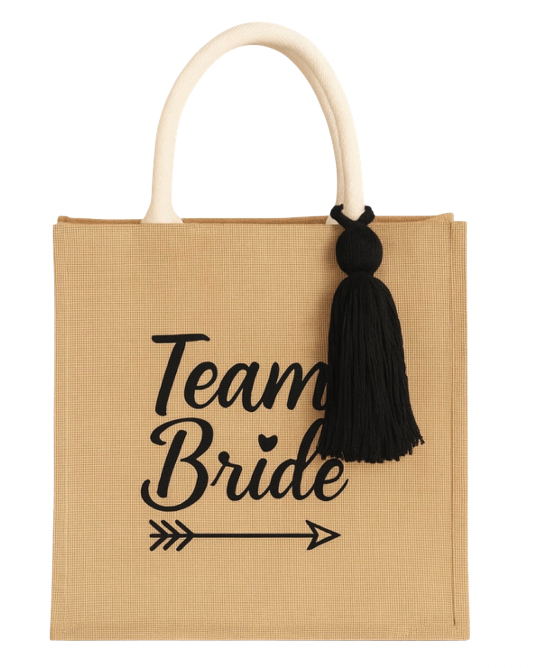 Bolsa de yute con pompón.