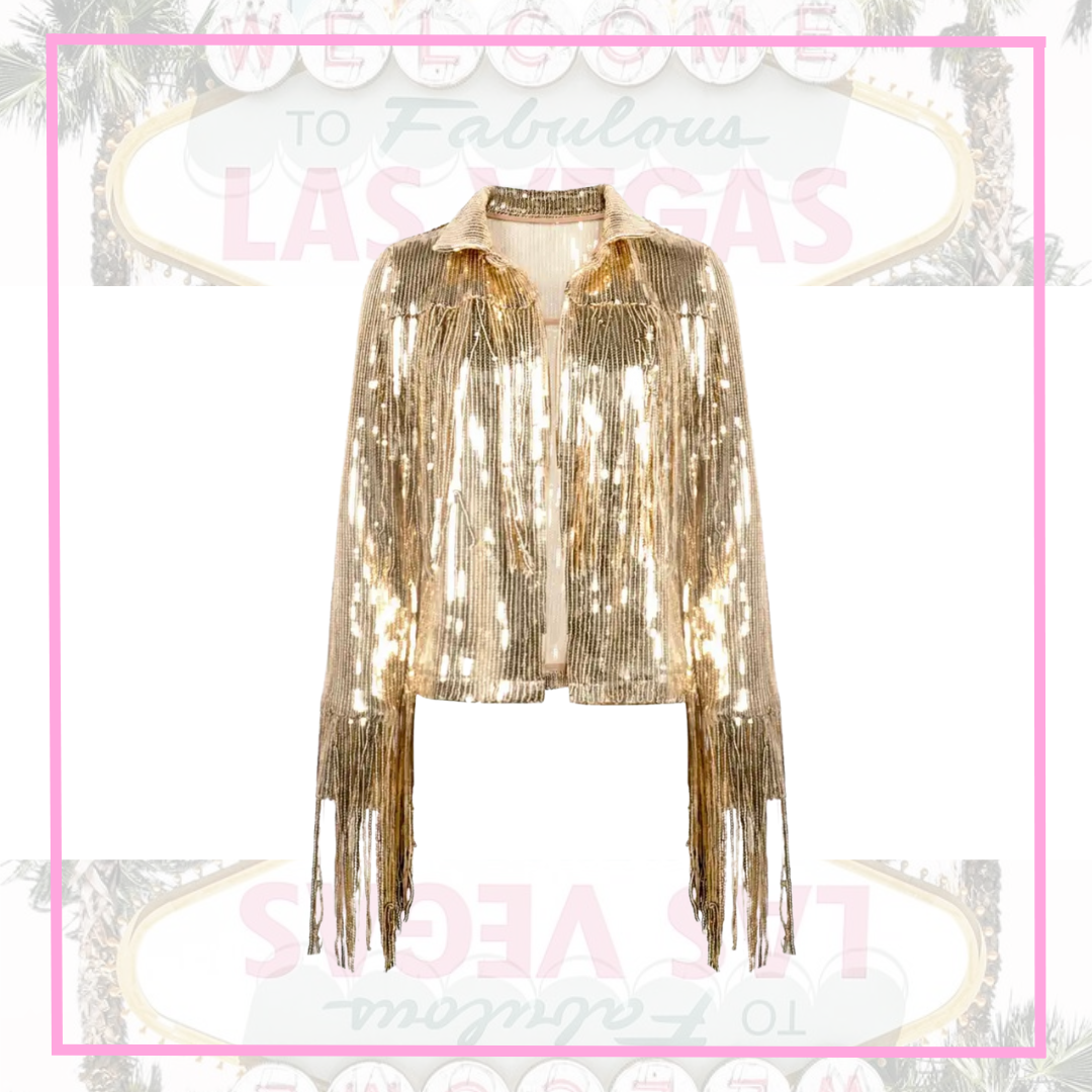 ENTREGA DE 15 A 20 DÍAS HÁBILES Chaqueta de lentejuelas con flecos vegas discotec