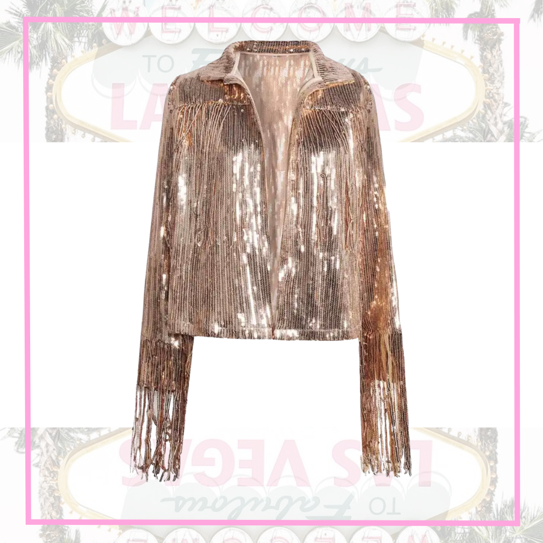 ENTREGA DE 15 A 20 DÍAS HÁBILES Chaqueta de lentejuelas con flecos vegas discotec