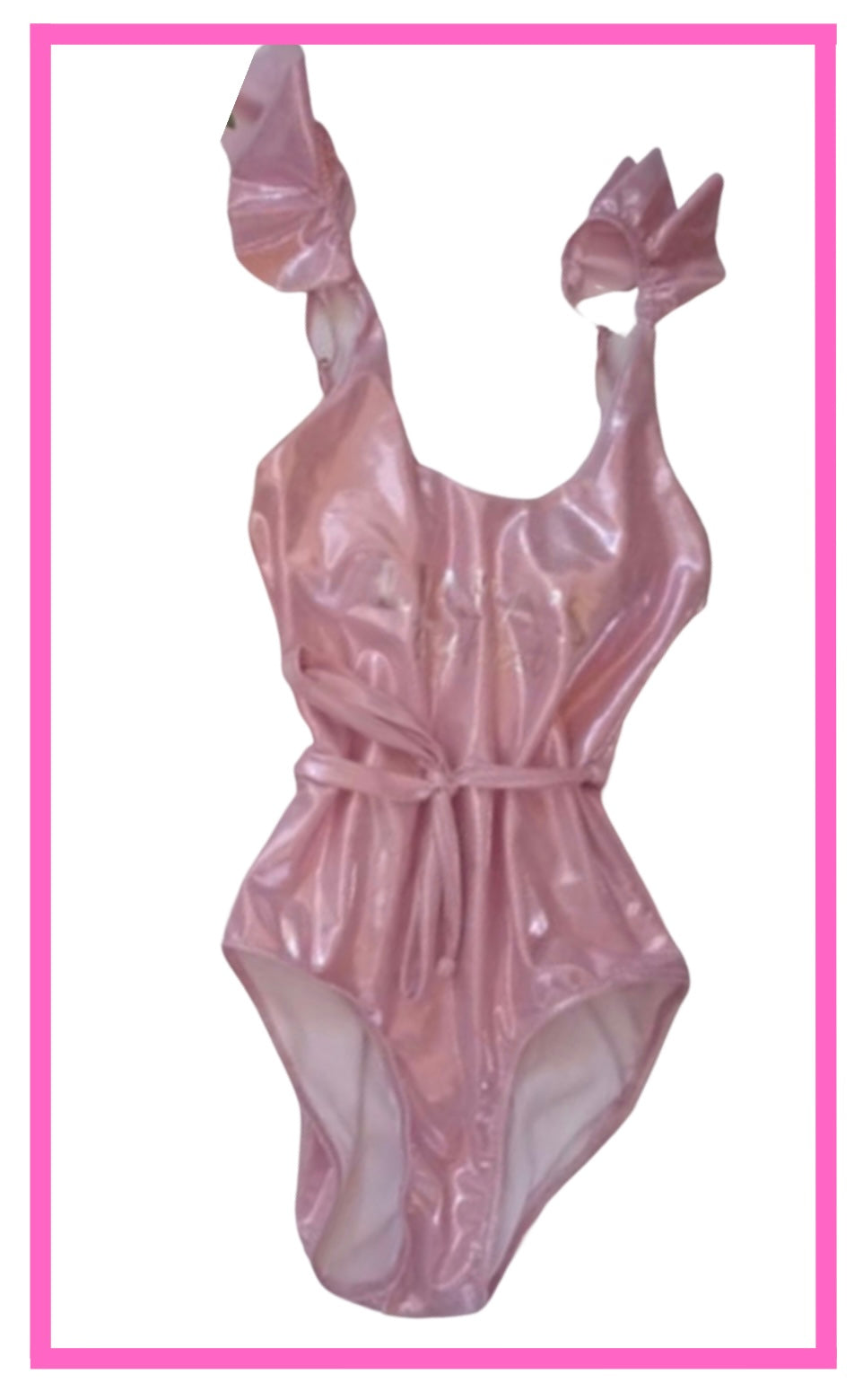 *TELAS GLITTER FORMA 8* Traje de baño completo de tirantes ajustables con olanes y cintilla