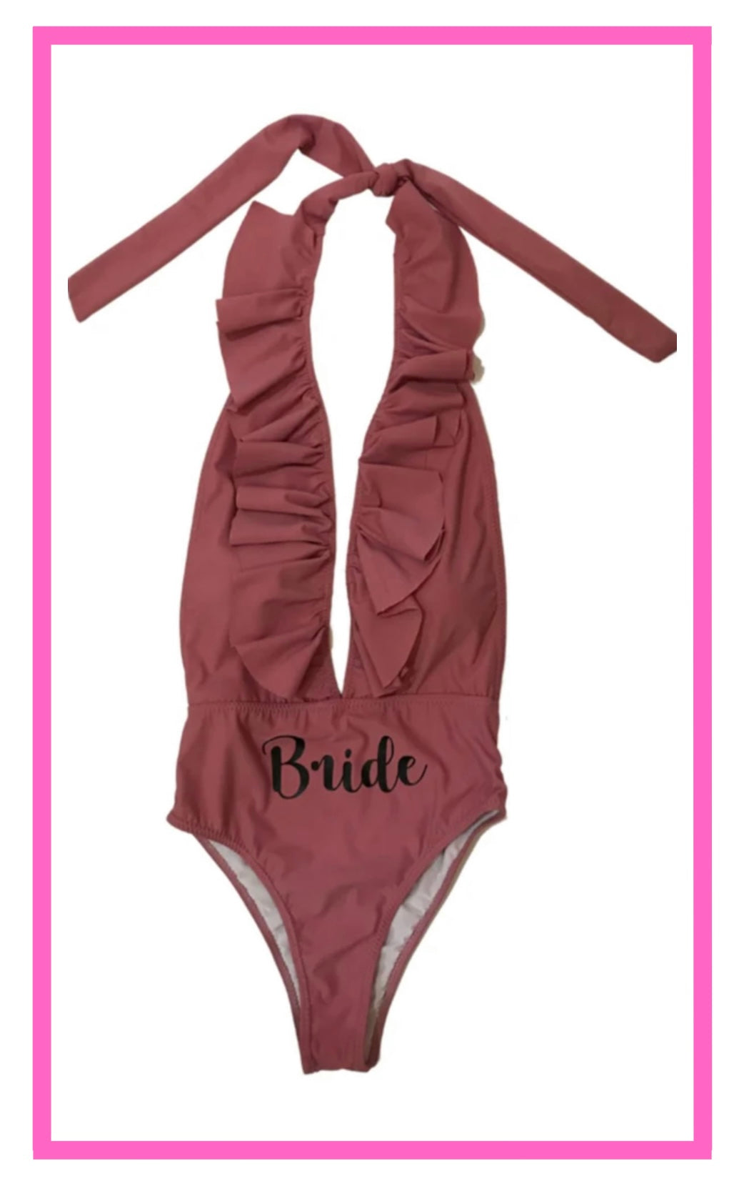*TELAS MATE FORMA 3* Traje de baño Trikini halter con olanes en escote