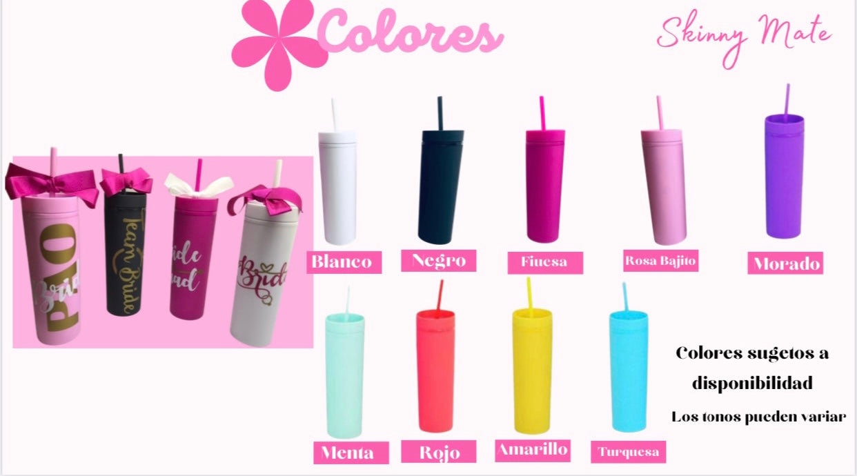 *MATE SKINNY* Vaso skinny mate con popote de 400 ml.