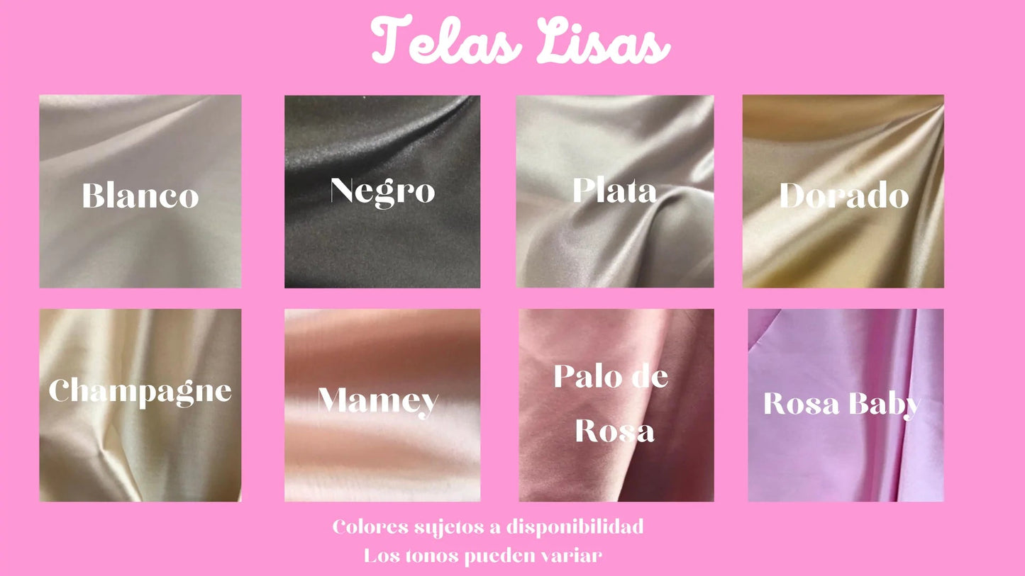 *TELAS LISAS BORDADAS CON ENCAJE* Bata de satin con letras bordadas y encaje