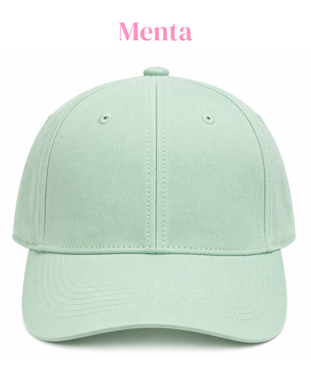 Gorra de tela ajustable por atrás, con frase bordada.