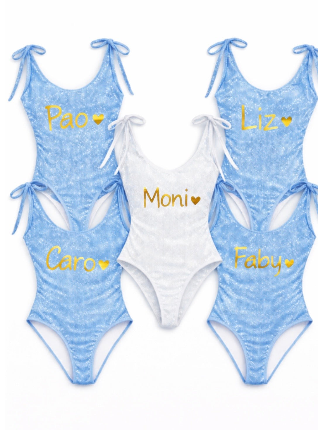 Traje de baño de tirantes con tiras de moños.