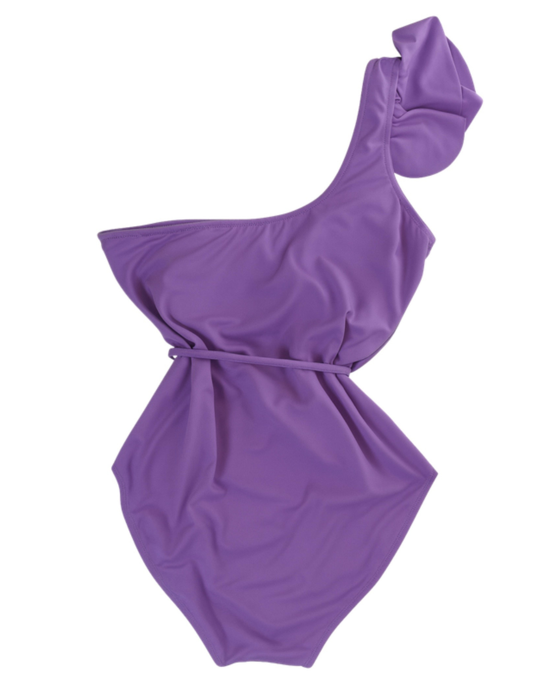Traje de baño off shoulder de olan en tirante y fajito en cintura.                            Entrega 2 a 5 días hábiles.