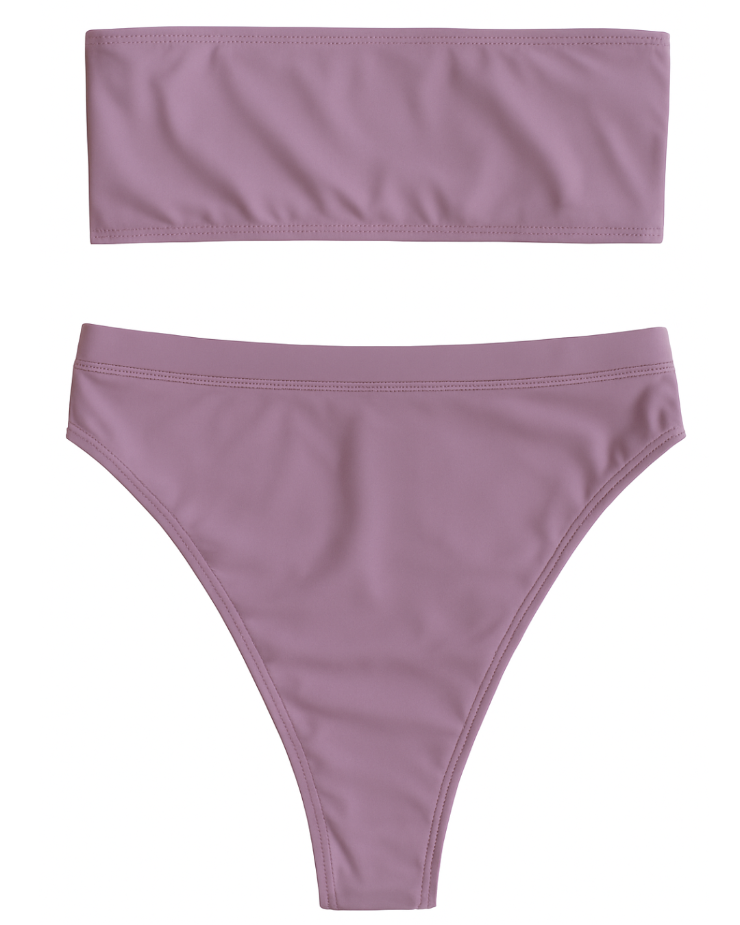 Traje de baño en bikini de top recto y calzón de tiro alto con resorte en cintura.                                                        Entrega 2 a 5 días hábiles.