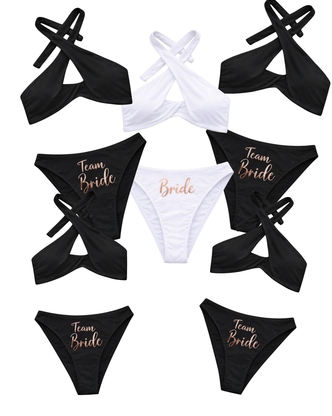 Traje de baño en bikini de bra cruzado en halter y calzón de resaque.