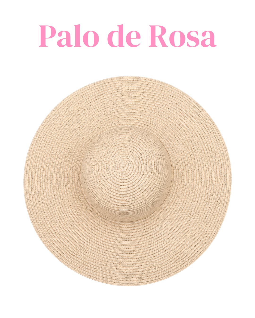 Sombrero playero de ala ancha con listón con moño en el centro y frase a mano de cordón.
