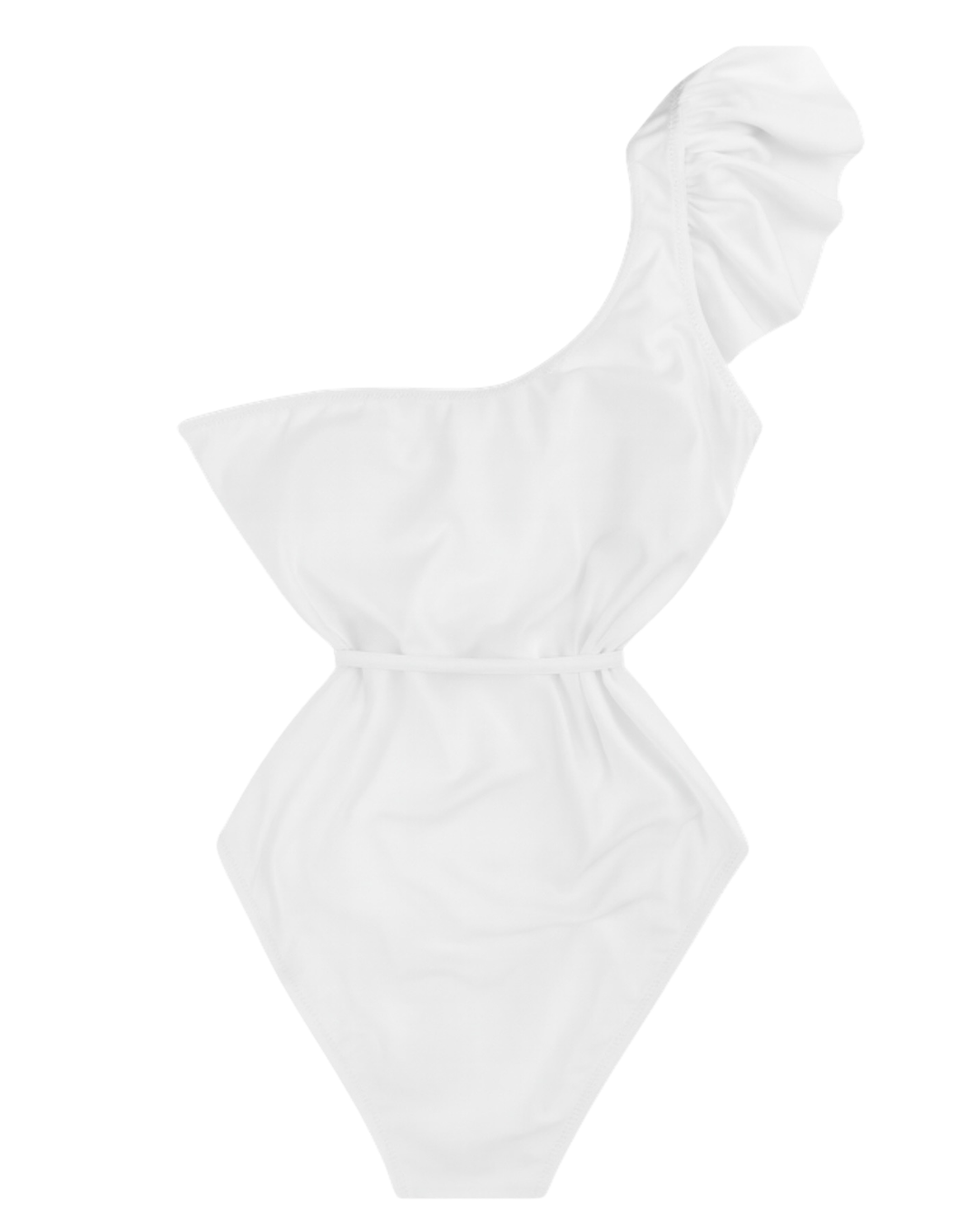 Traje de baño off shoulder de olan en tirante y fajito en cintura.                            Entrega 2 a 5 días hábiles.