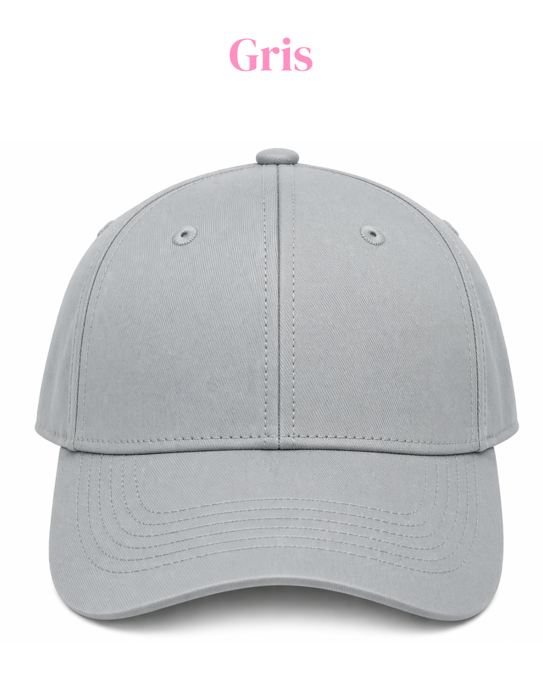 Gorra de tela ajustable por atrás, con frase bordada.