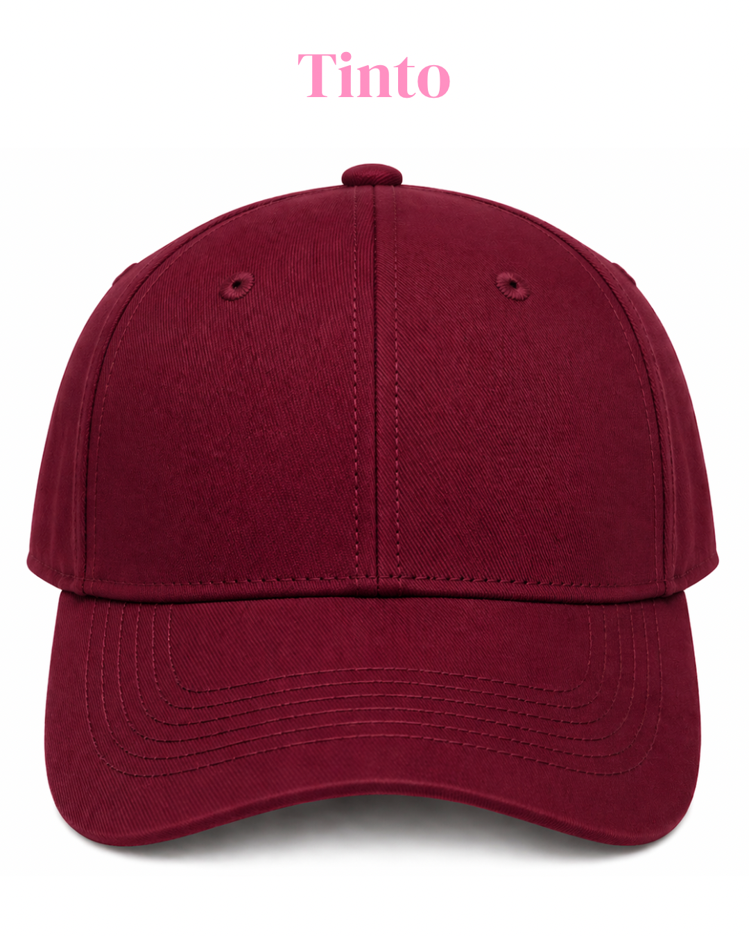 Gorra de tela ajustable por atrás, con frase bordada.
