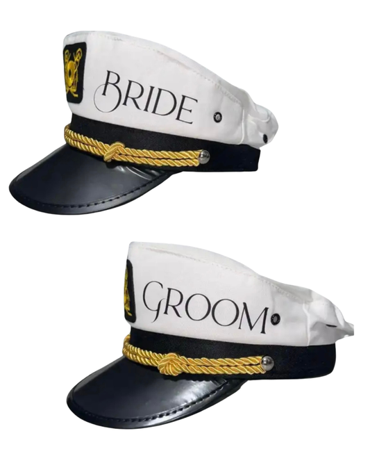 Gorro de capitán de BRIDE y GROOM.