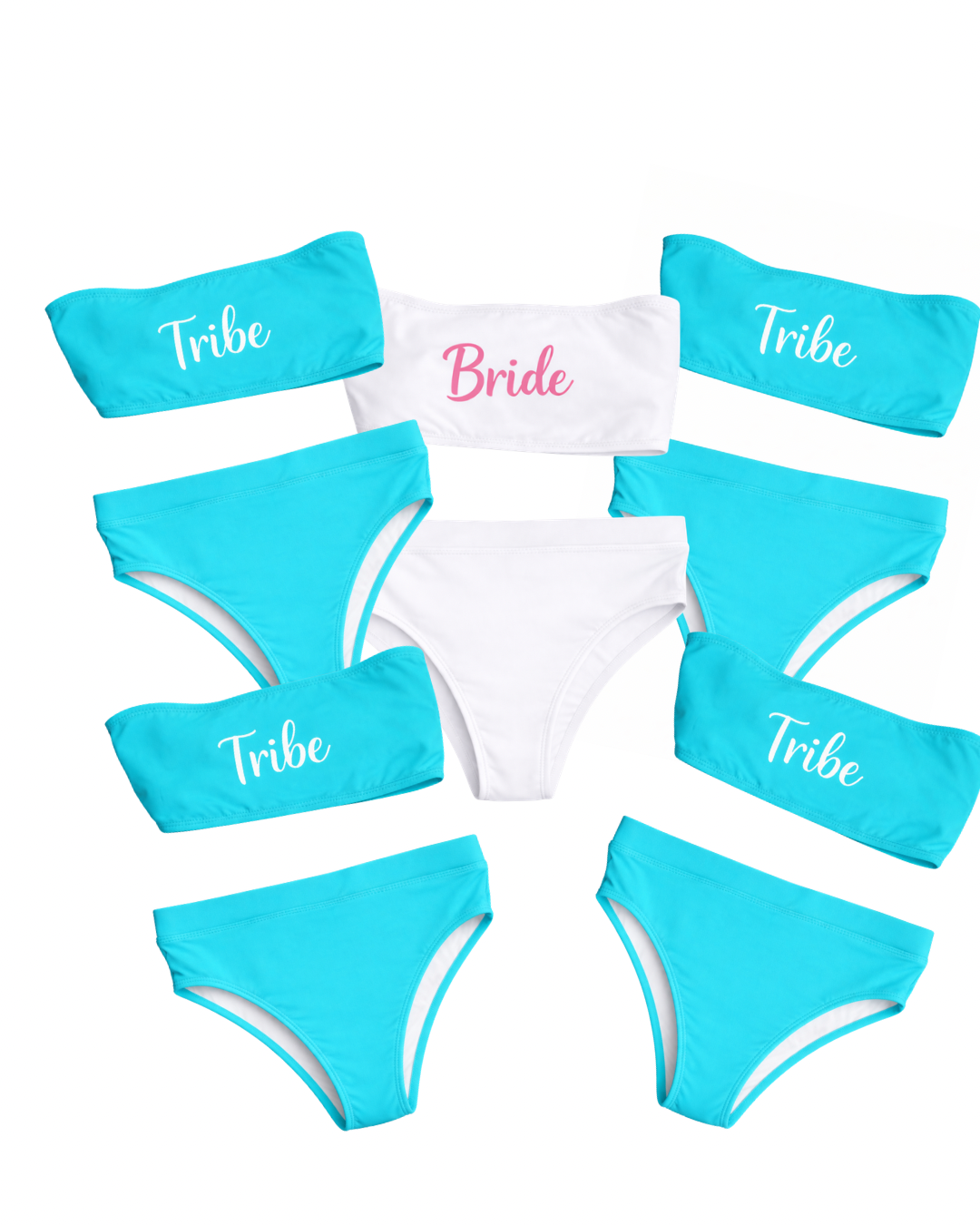 Traje de baño en bikini de top recto y calzon de tiro alto con resorte en cintura.