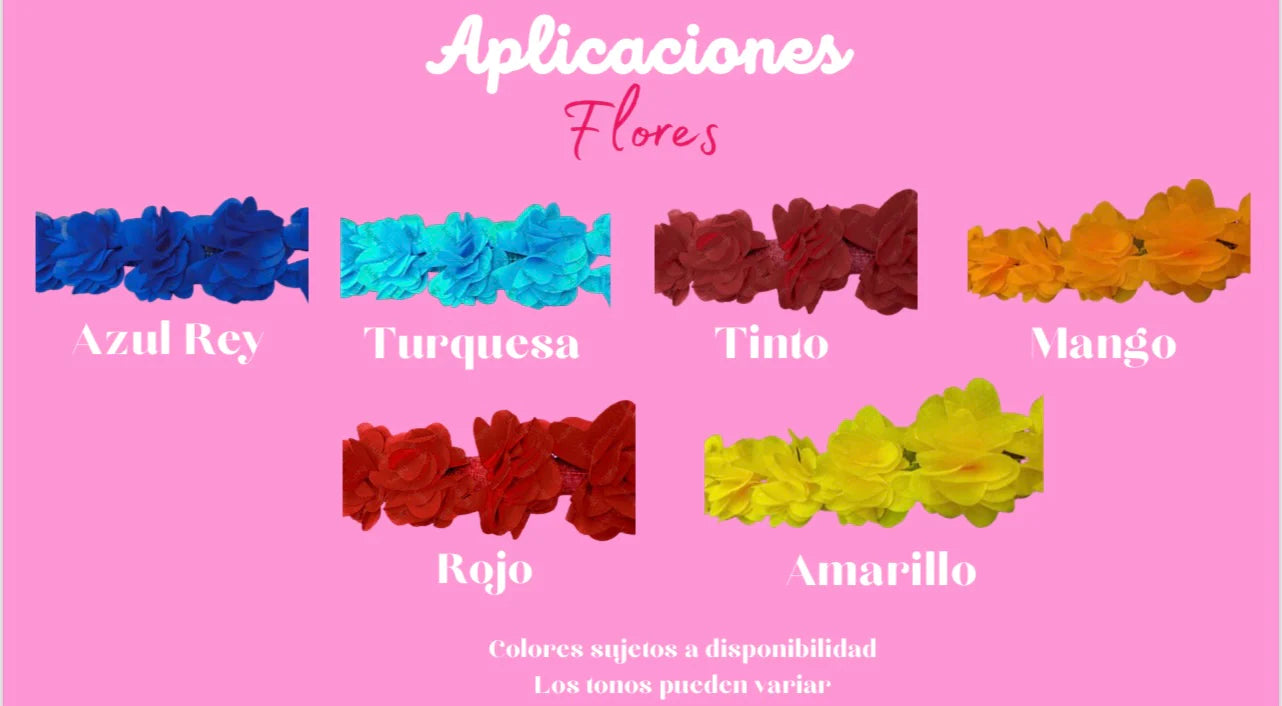 *TELAS GLITTER FORMA 6 FLORES*    Bikini de 2 piezas con tirantes de aplicación de flores