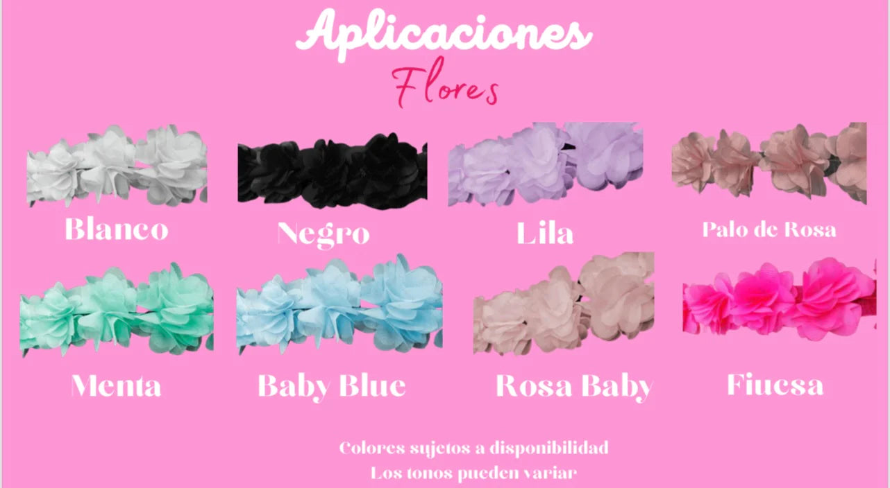 *TELAS GLITTER FORMA 6 FLORES*    Bikini de 2 piezas con tirantes de aplicación de flores